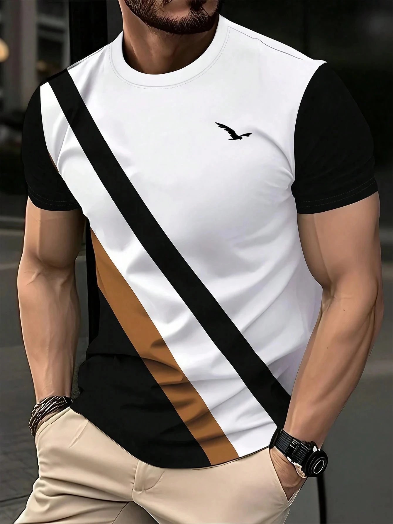 Men’s Personalized Pattern Print Short-Sleeve T-Shirt