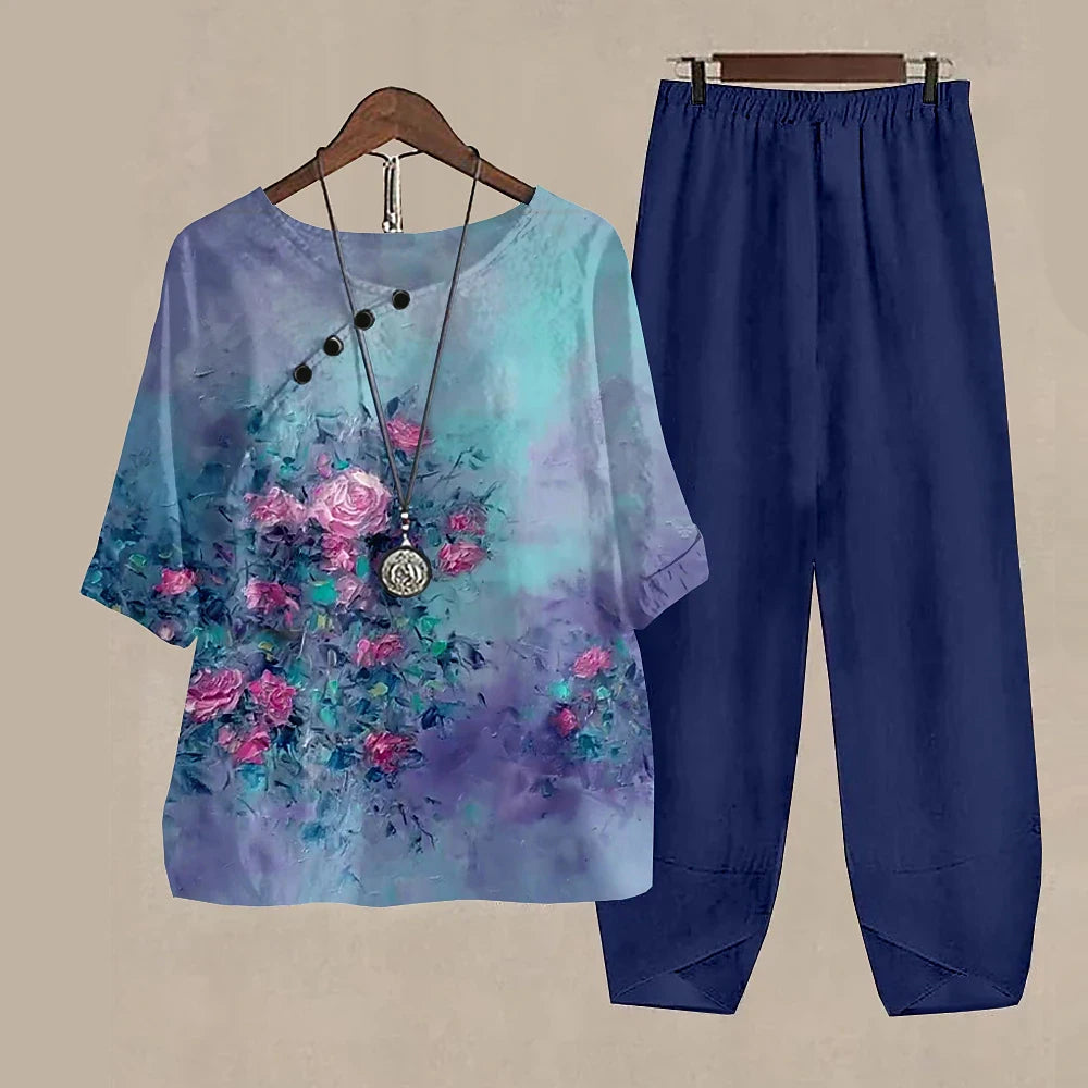 Women’s 2-Piece Pants & T-Shirt Set – Y2K Fashion Vibes