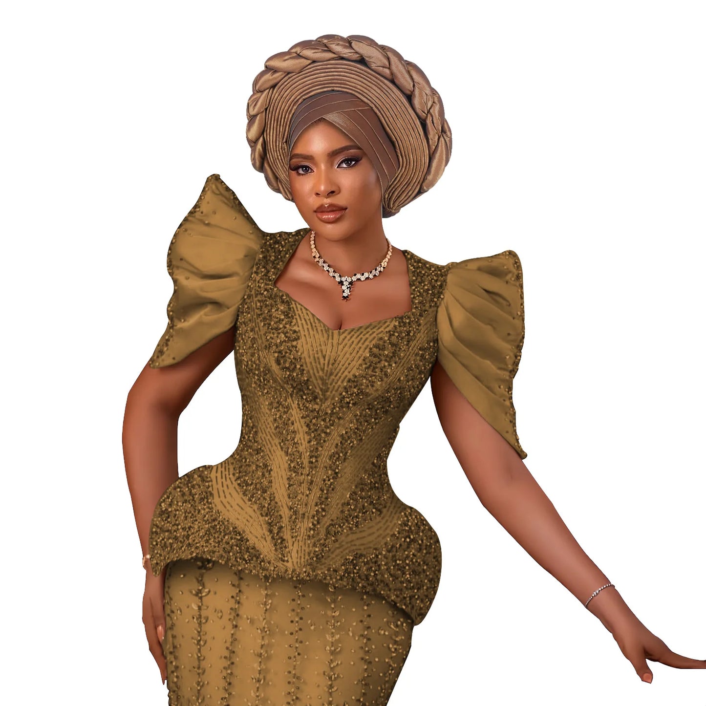 African Auto Gele Headtie – Aso Oke Nigerian Wedding & Party Head Wrap