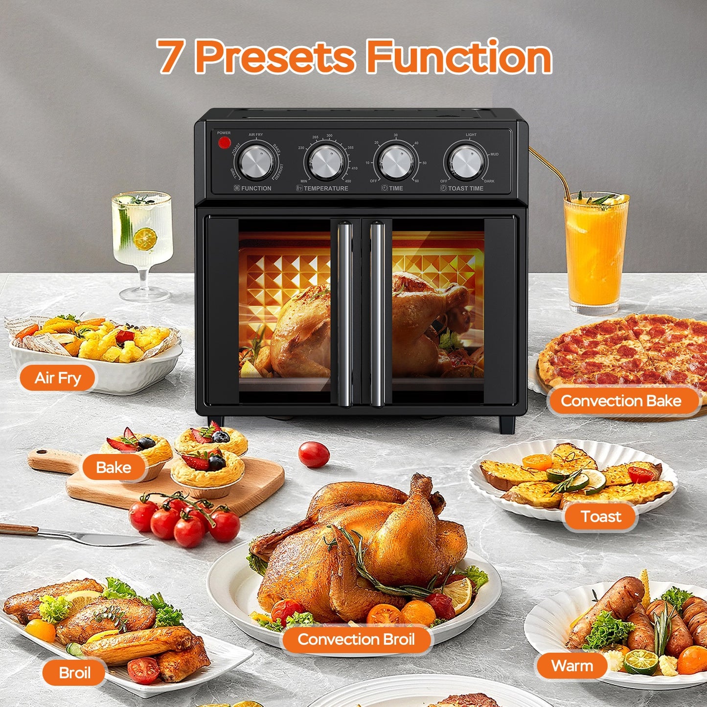 29QT French Door Air Fryer Toaster Oven (1700W Black