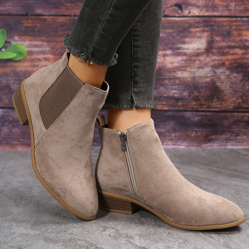 Step into Style and Comfort – Pointed Toe Ankle Boots with Chunky Heels