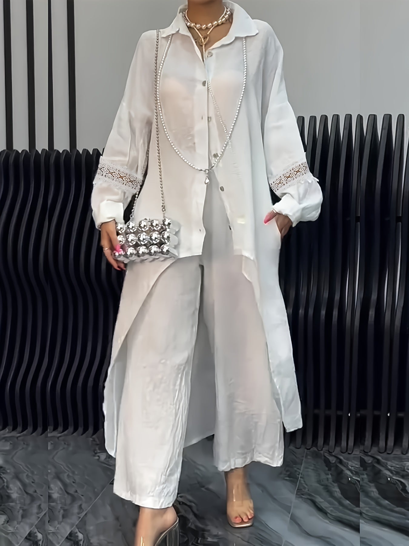 Stylish Women's Long Shirt and Pants Set