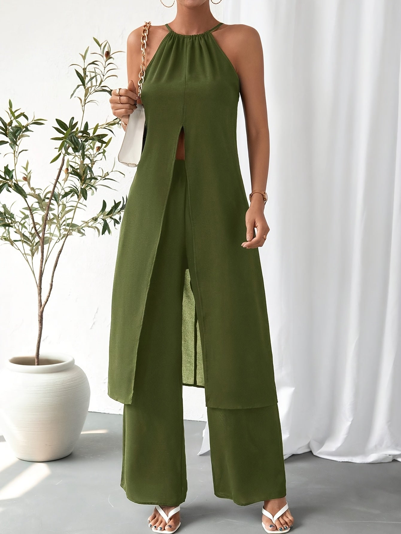 Elegant Casual Solid Color Women's Camisole 2pcs Set