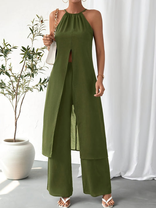 Elegant Casual Solid Color Women's Camisole 2pcs Set