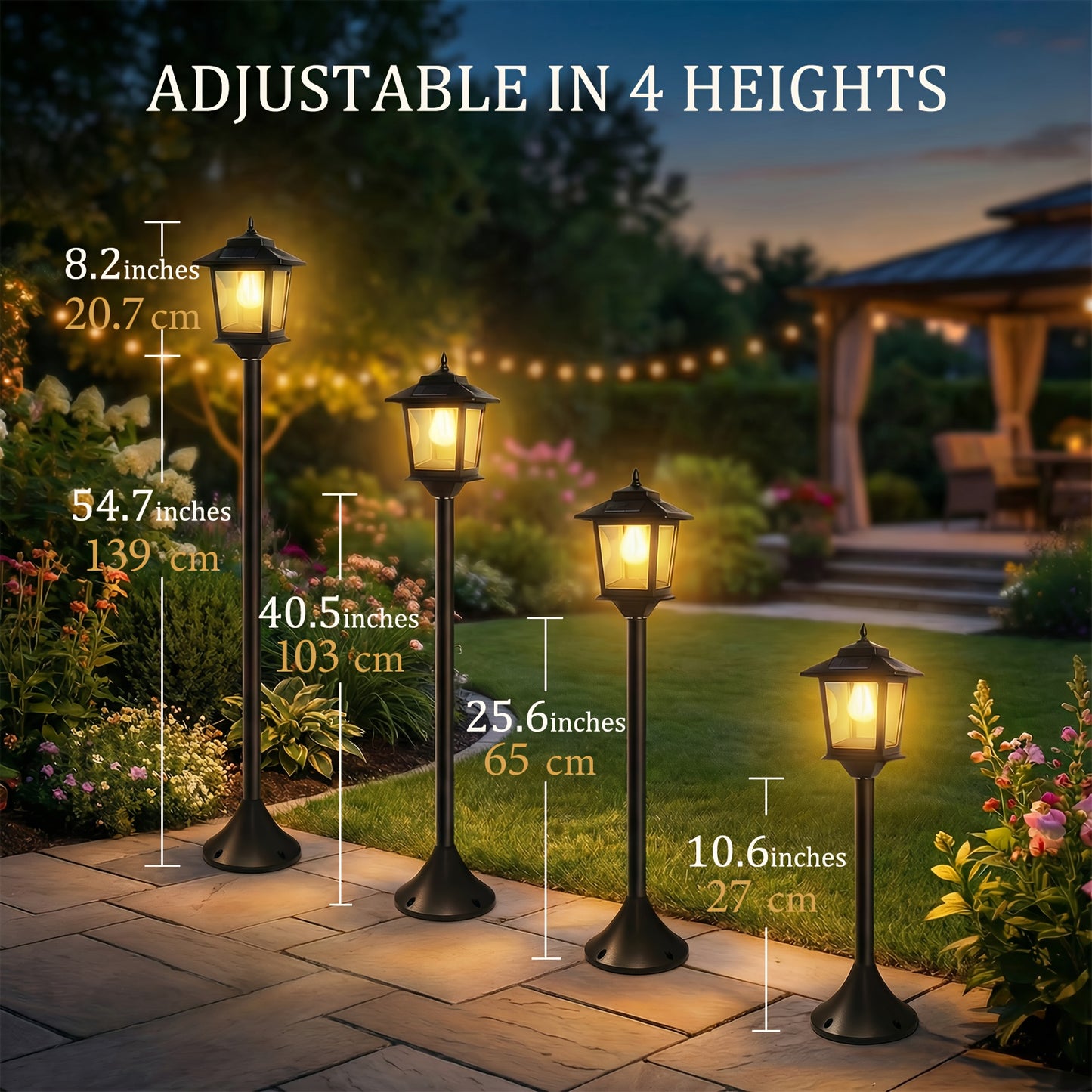 2 Pack of 63-inch Solar Lamp Post Lights
