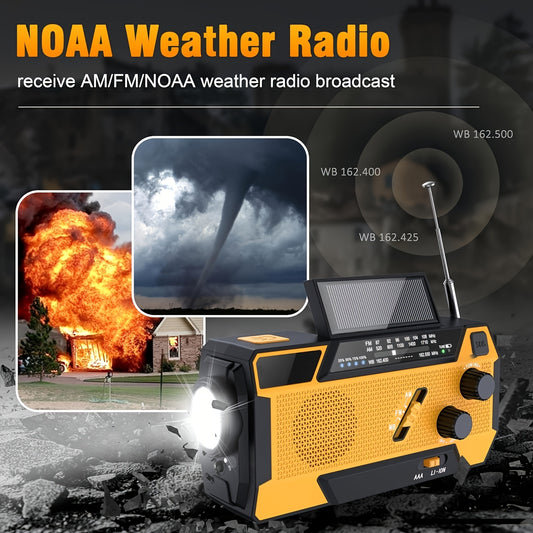 Portable Emergency Radio – AM/FM/NOAA Weather Radio with 7400mWh Lithium Battery