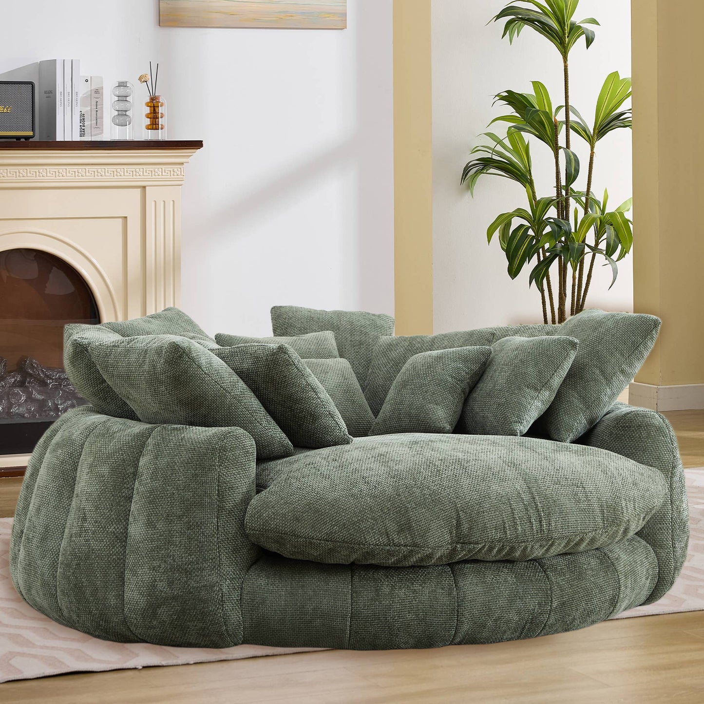 71.6" Oversized Chenille Bean Bag Sofa Chaise, 6 Colors