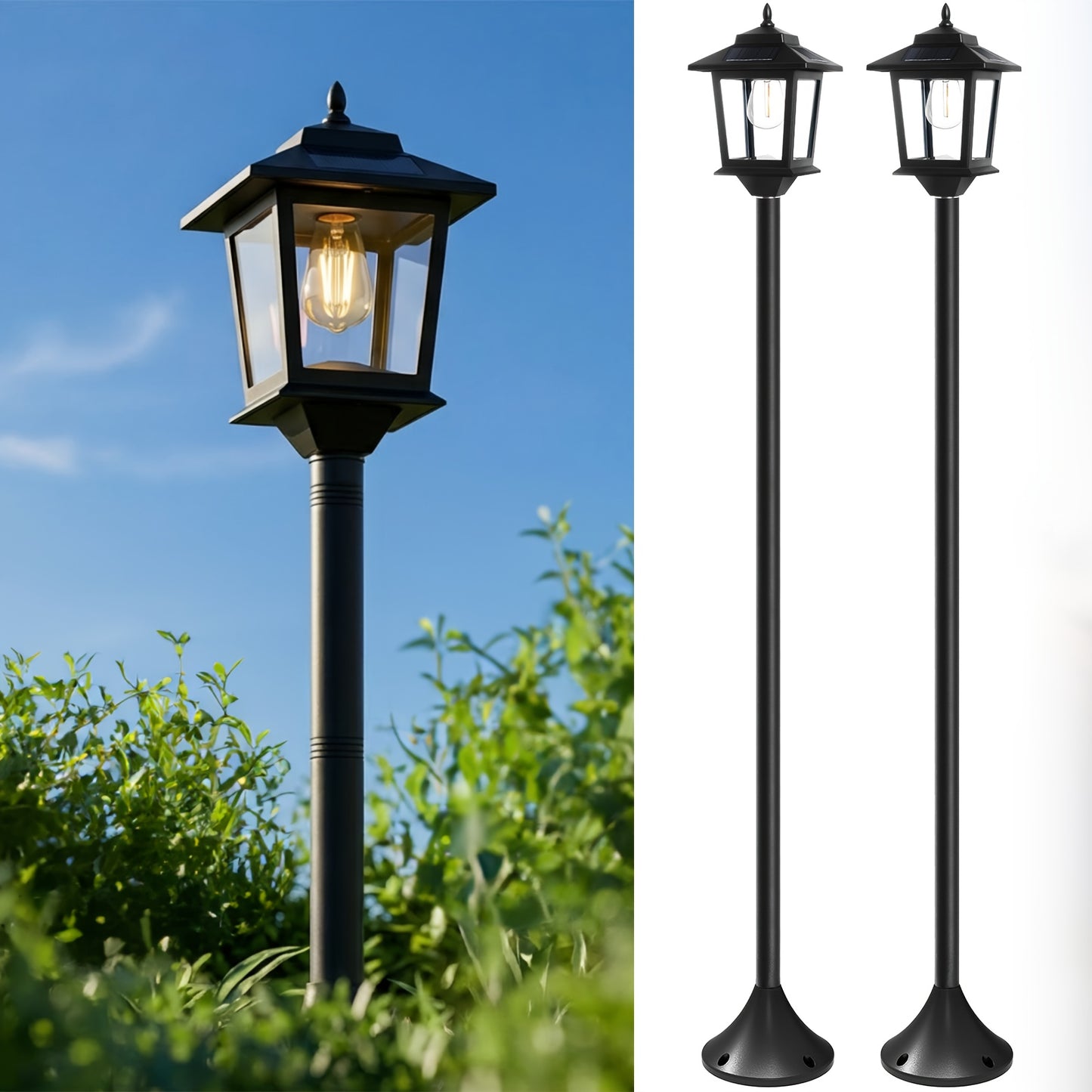 2 Pack of 63-inch Solar Lamp Post Lights