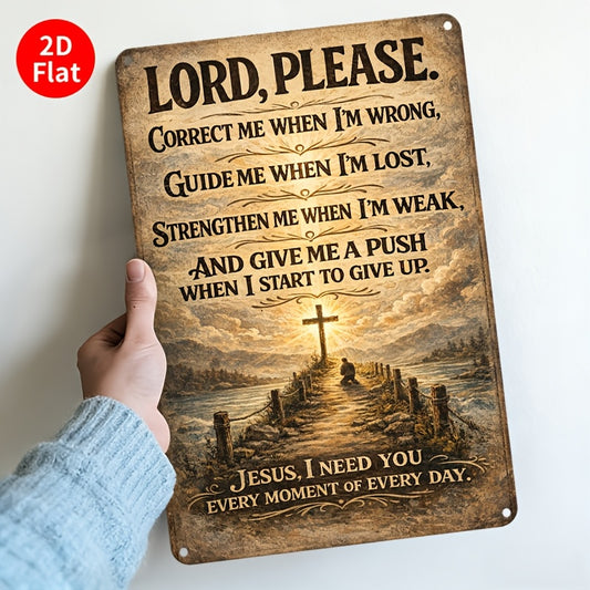 2D Flat - 1pc Vintage Religious Themed Metal Decorative Signs & Plaques