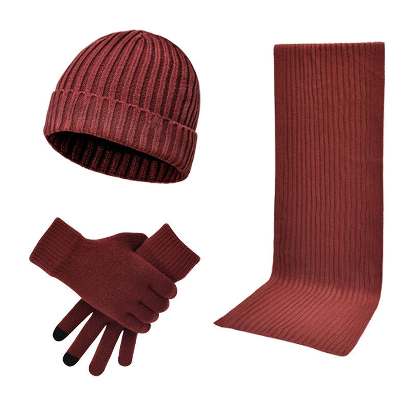 Men's & Women's 3-Piece Winter Set – Thick Knit Wool Hat, Scarf & Gloves