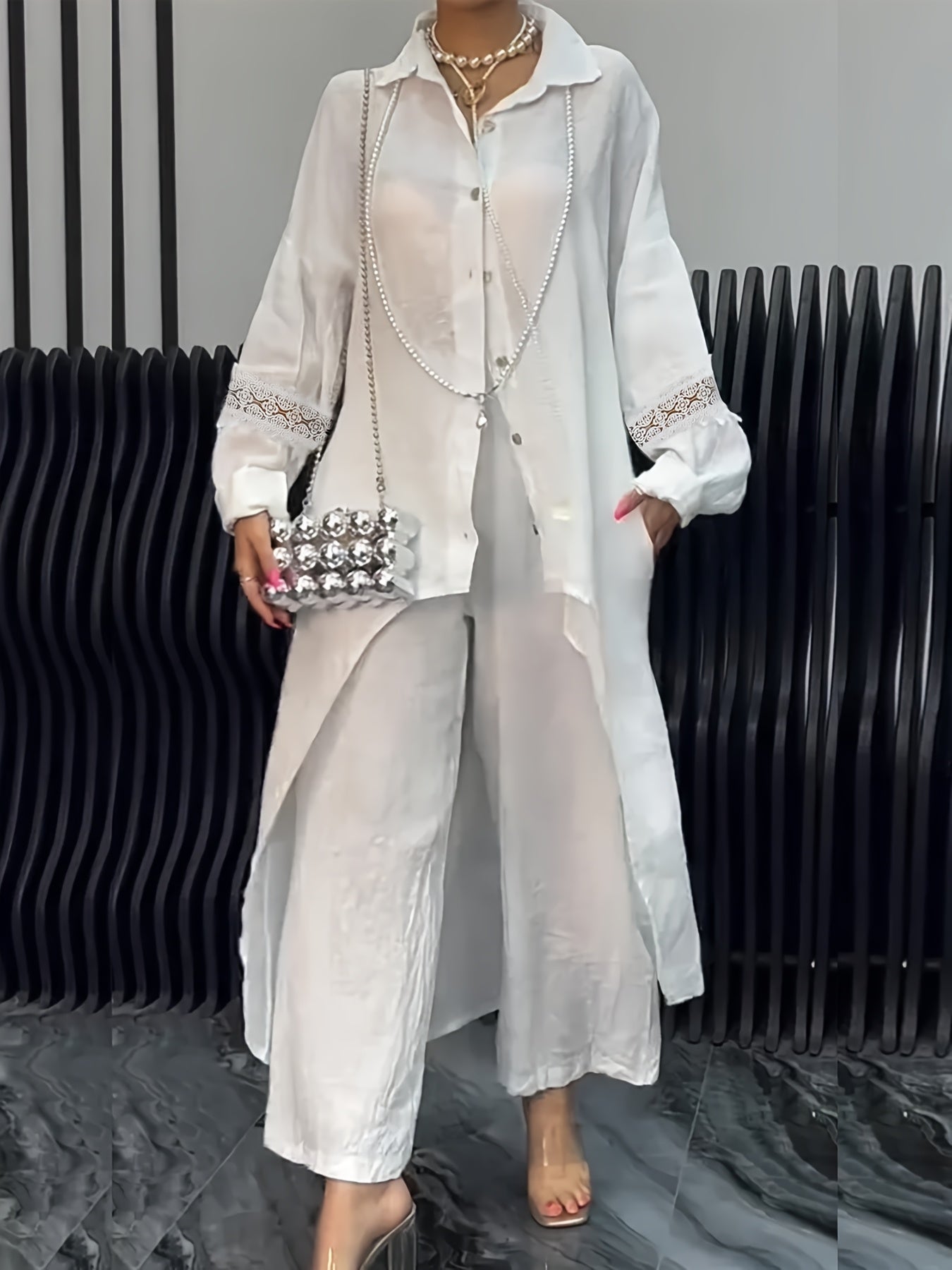 Stylish Women's Long Shirt and Pants Set
