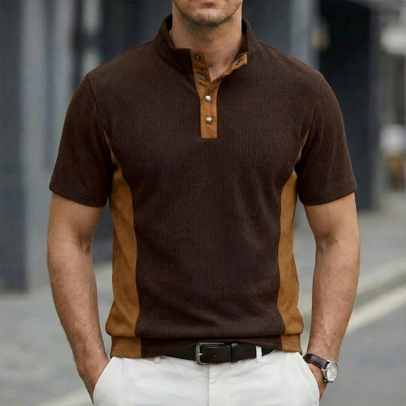 BYLT Basics Stand Collar Short Sleeve Polo
