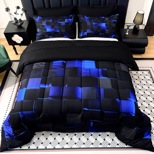 3-Piece Super Soft Fashion Grid Quilt Set