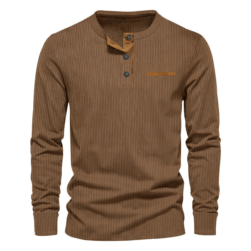 Men’s Independent Stand Corduroy Casual Henley.