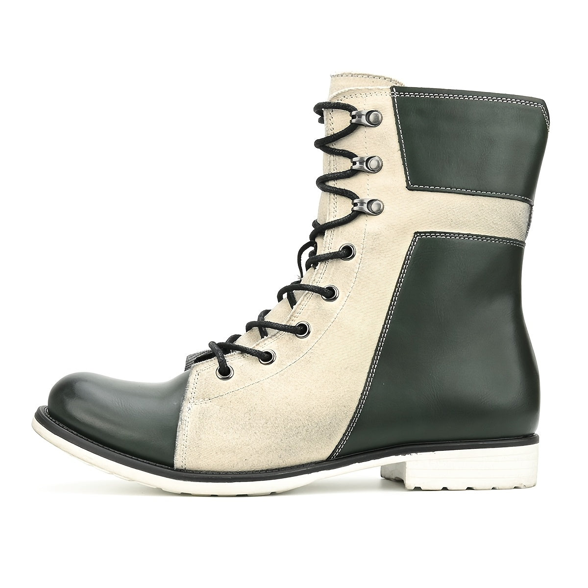 Retro Men British Style High Top Color Block Boots: