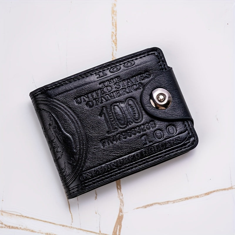 Vintage-Inspired Wallet Featuring $100 Bill Design – Sturdy Black & Brown Coin Purse for Men & Women