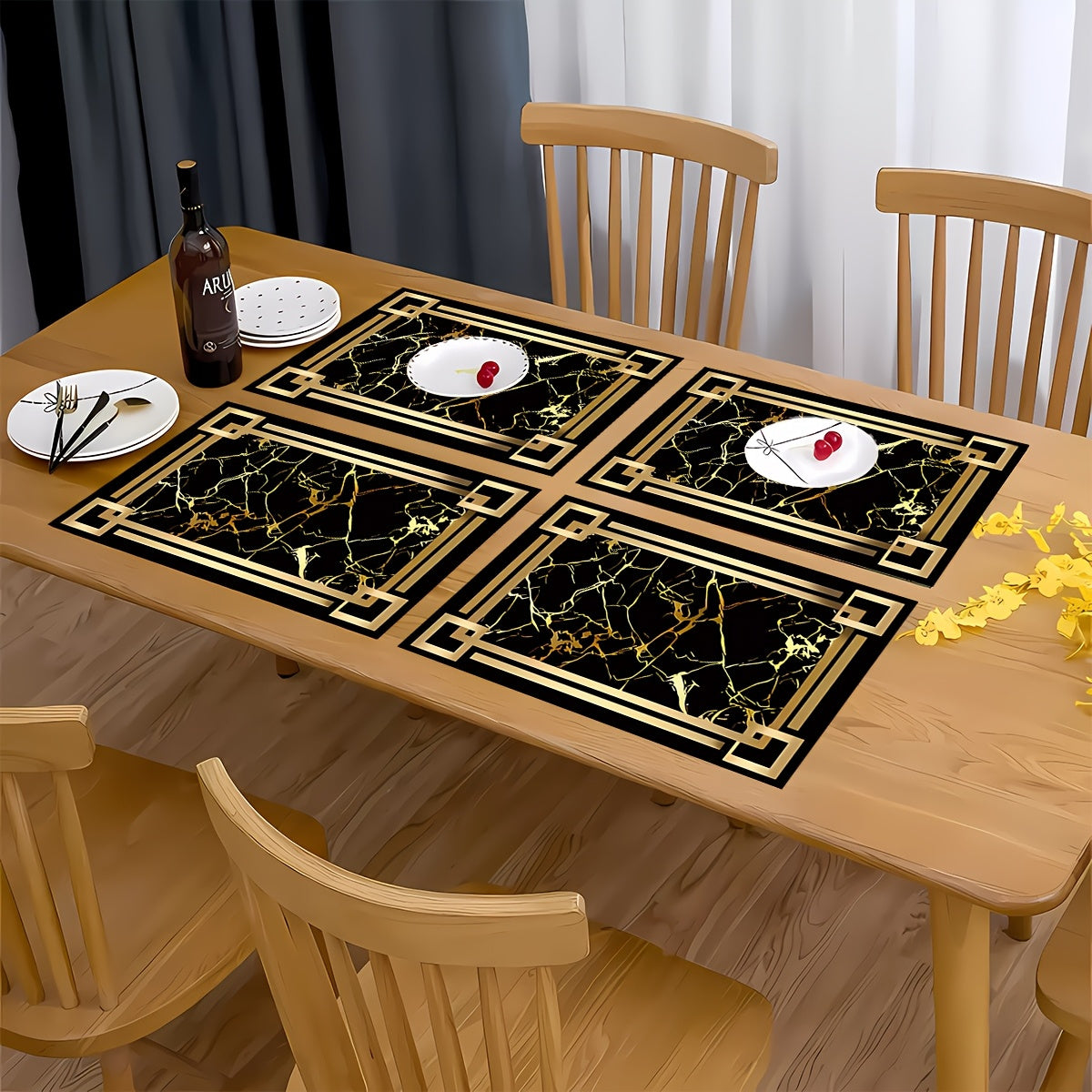 Luxury Gold Marble Table Placemats (Set of 4 or 6) – Non-Slip