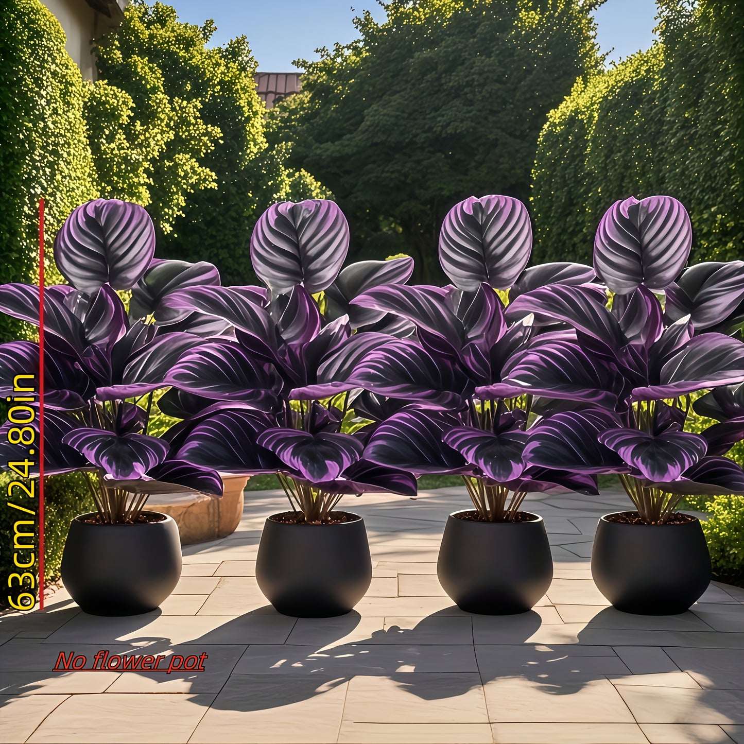 Premium Faux Plant Design – 4pcs Extra Large Artificial Purple Leaf Set