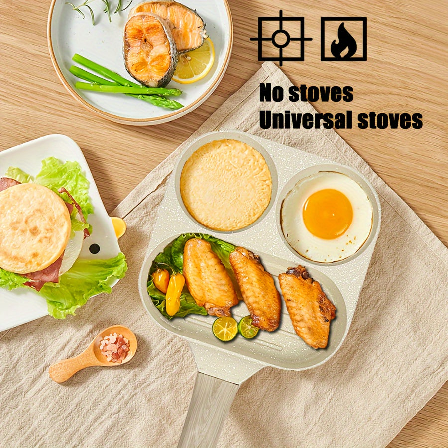 Non-Stick Aluminum Multi-Functional Compartment Pan with Wooden Handle