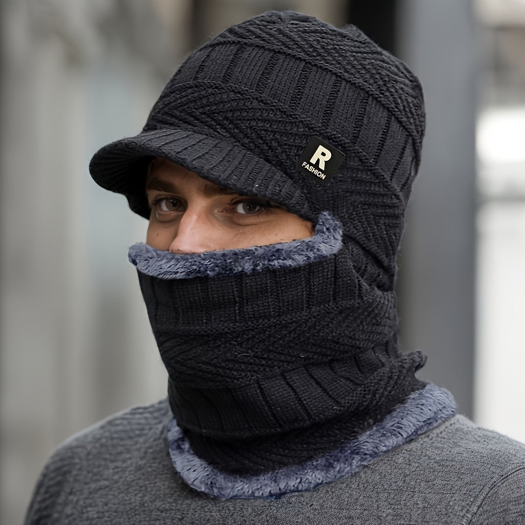 Men’s Winter Beanie Hat with Neck Warme
