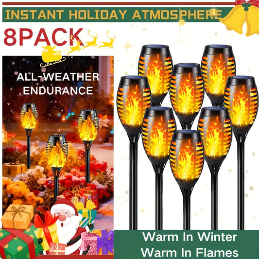 8-pack of Solar Flickering Flame Torch Lights