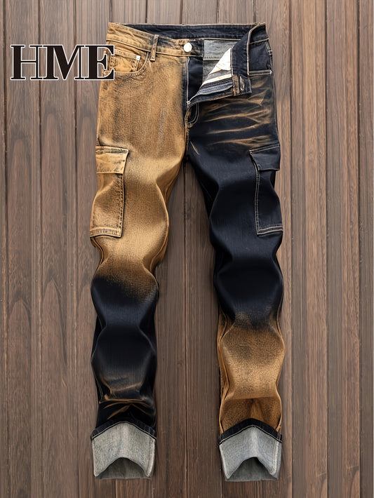 HME Men's Color-blocking & Patchwork Jeans
