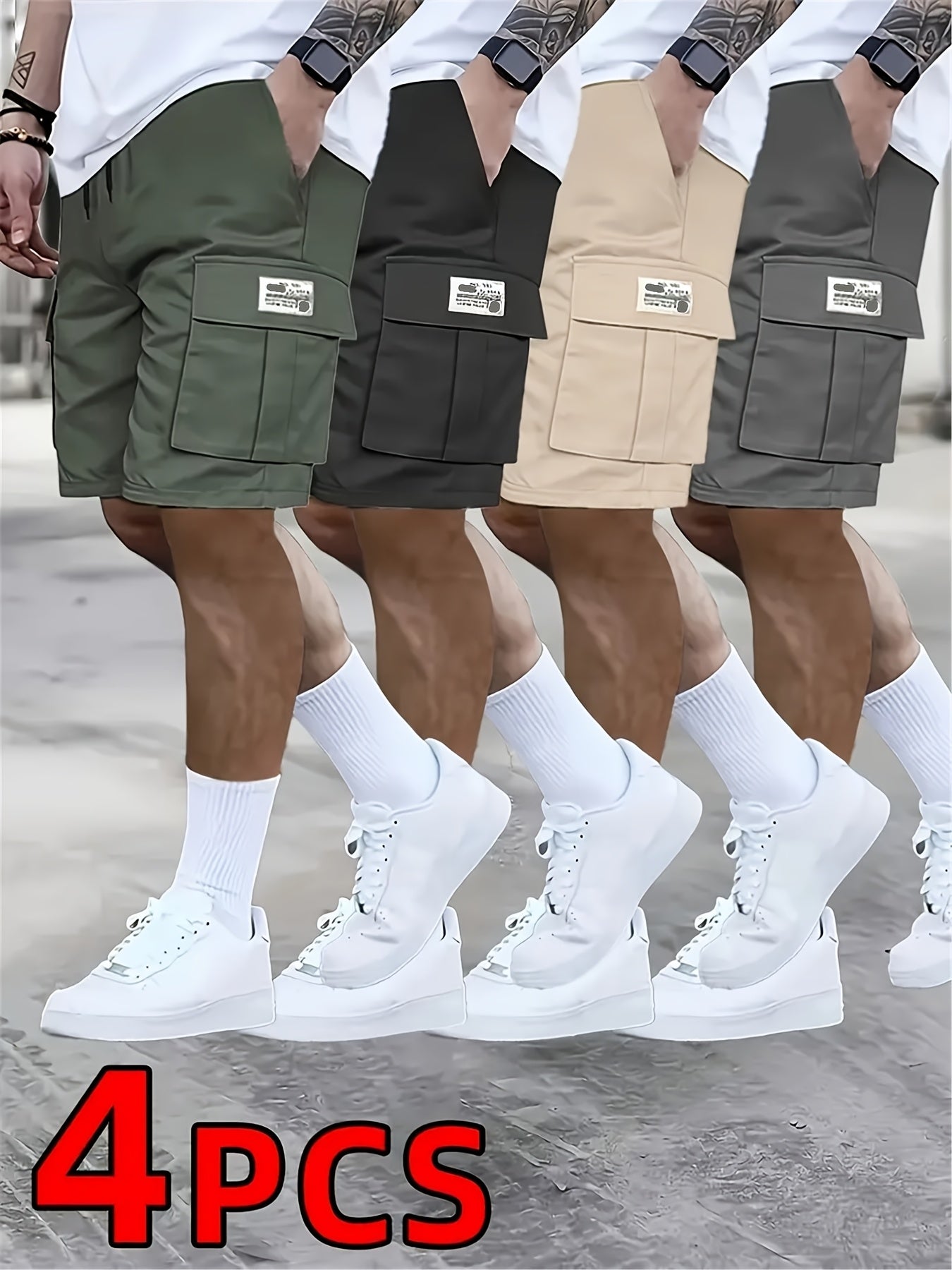 Men’s Casual Loose Workwear Shorts – 4-Pack