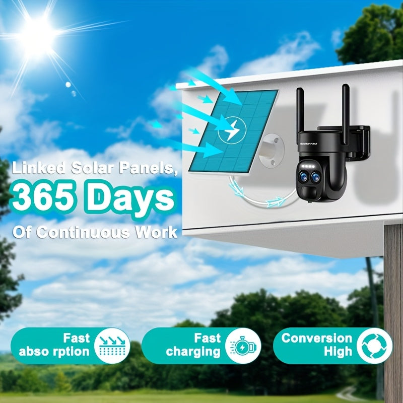 BEENOCAM 10× Zoom 360° Solar-Powered Security Camera