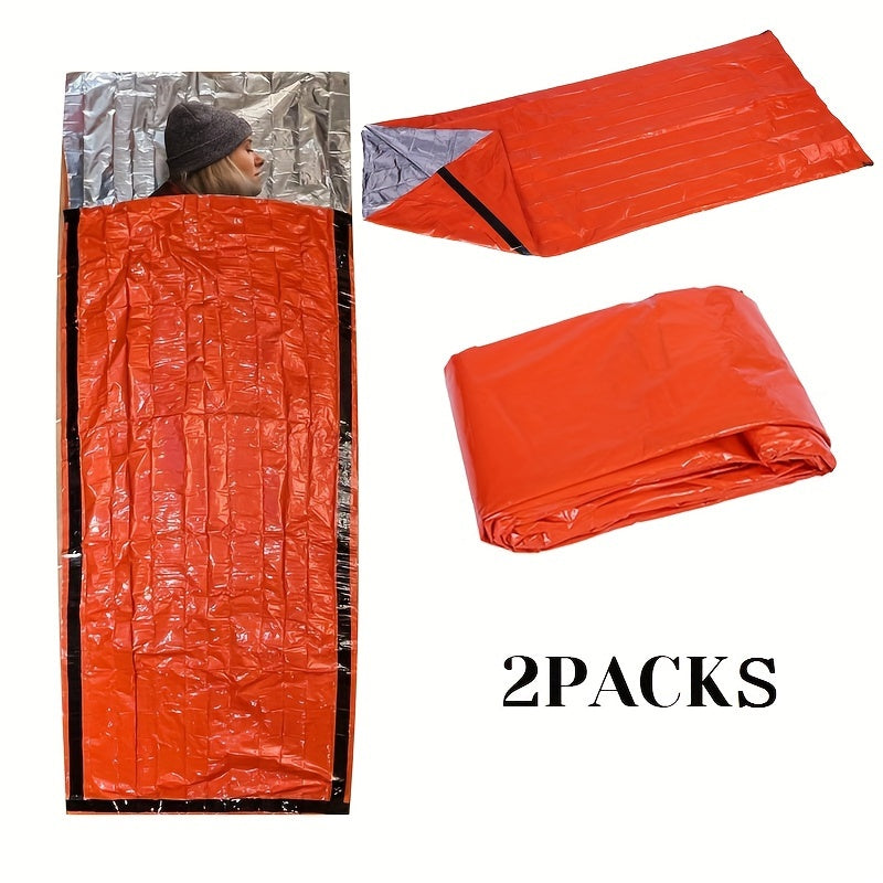 2pcs Emergency Survival Sleeping Bag – Portable Thermal Survival Blanket