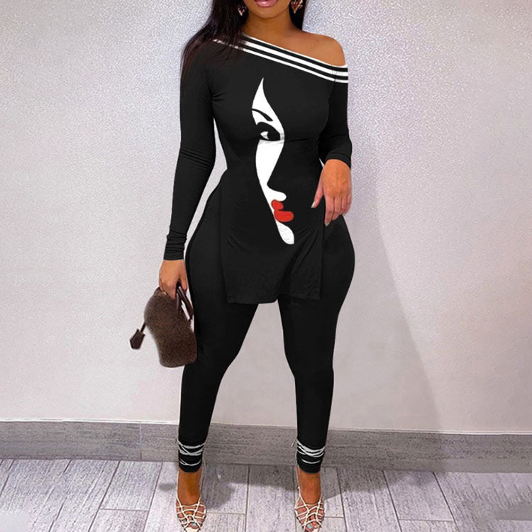Women's Urban Style 3D Character Print Long Sleeve 2 pc Set