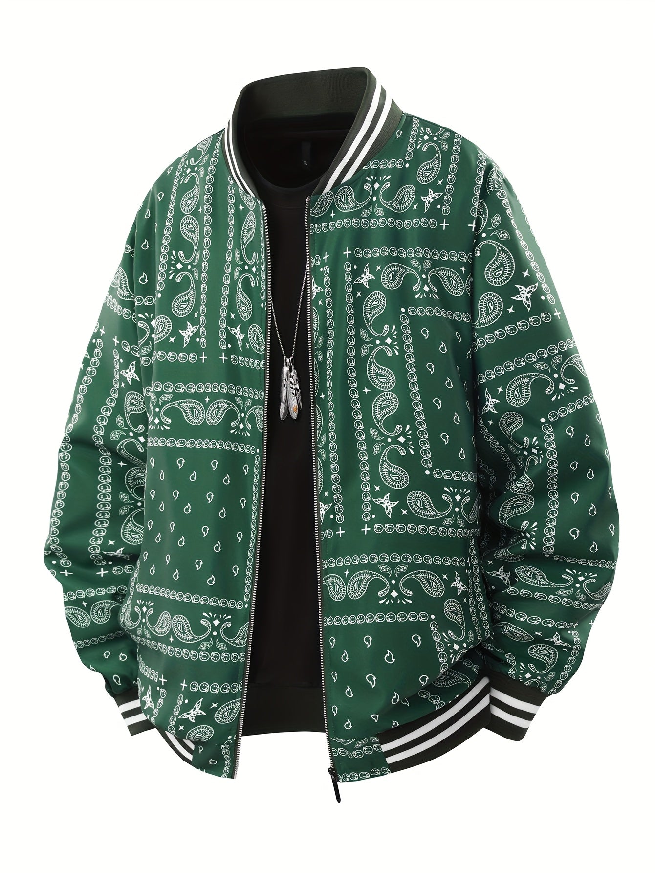 Men’s Vintage-Inspired Paisley Bomber Jacket