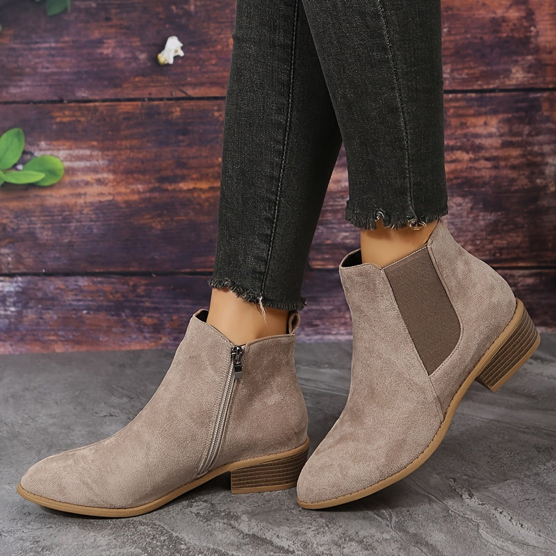 Step into Style and Comfort – Pointed Toe Ankle Boots with Chunky Heels