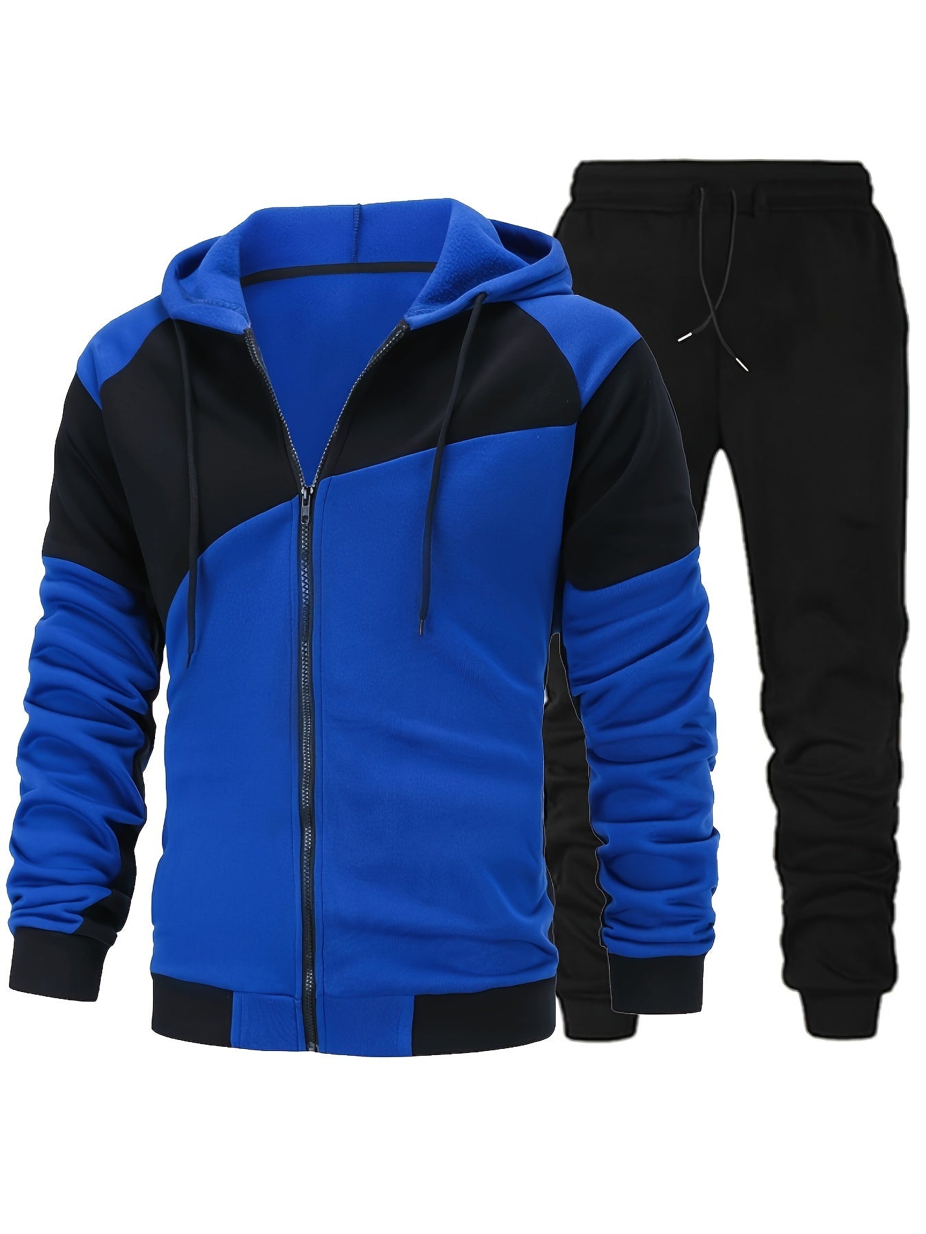 Autumn Winter Men's Zipper Hoodie Suit-Fleece Hoodie Men's Casual Sportswear Set