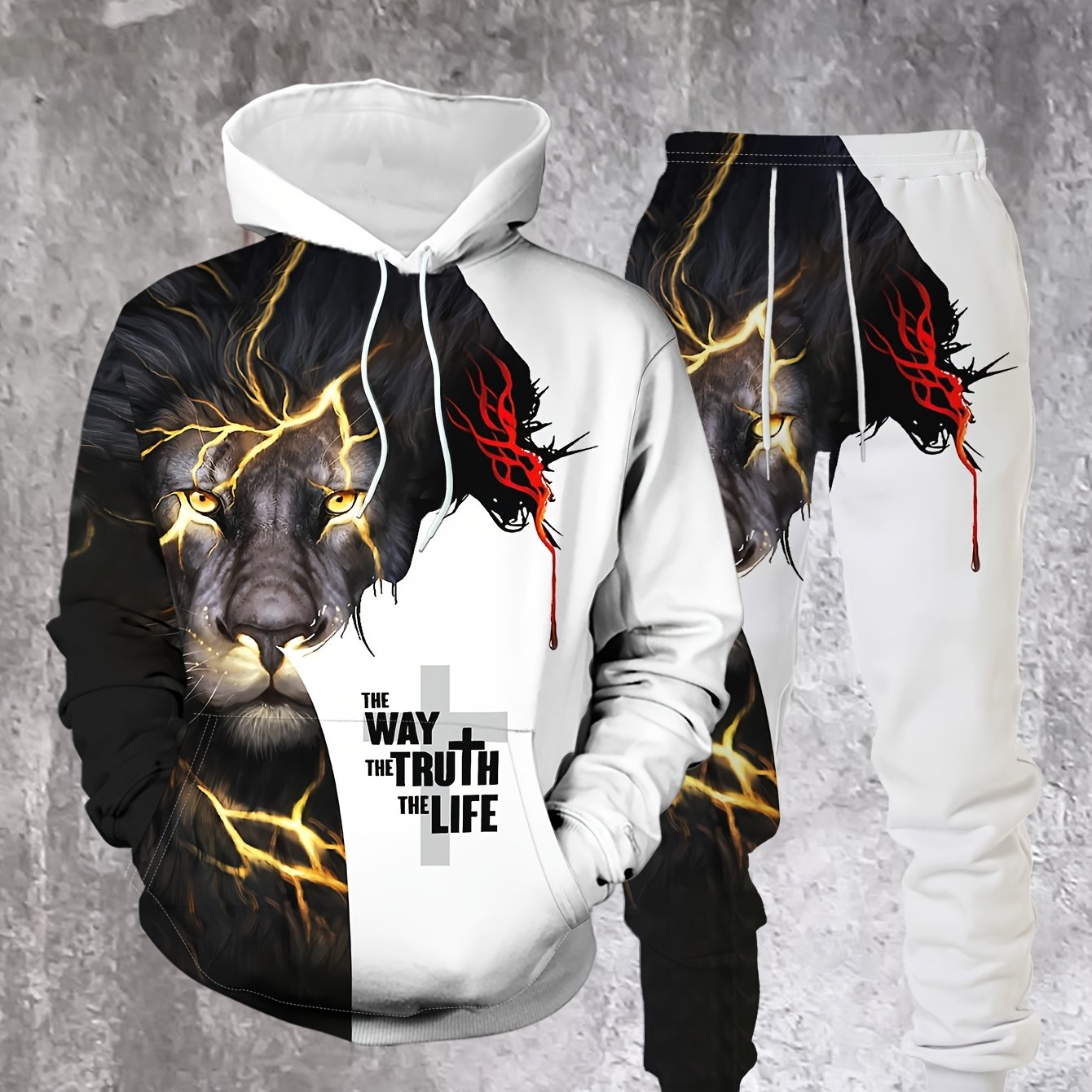 3D Printed Men's Casual Fashion Hoodie Set