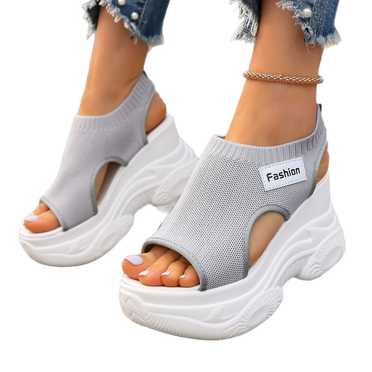 Summer Fish mouth Chunky Wedge Sandals – Women’s Casual Breathable Daily Footwear