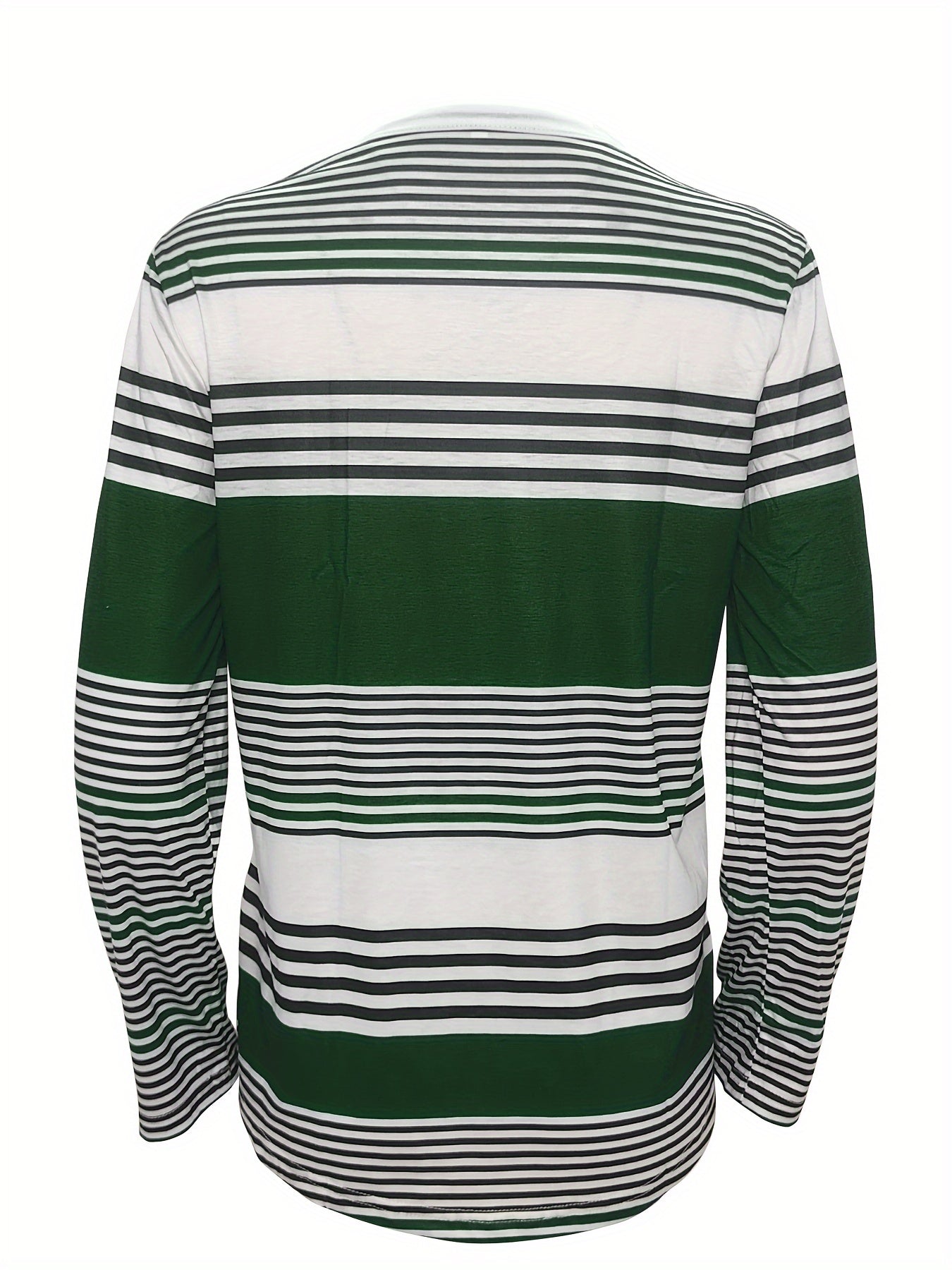 Striped Contrast Button T-Shirt – Long Sleeve Casual Tee for Women