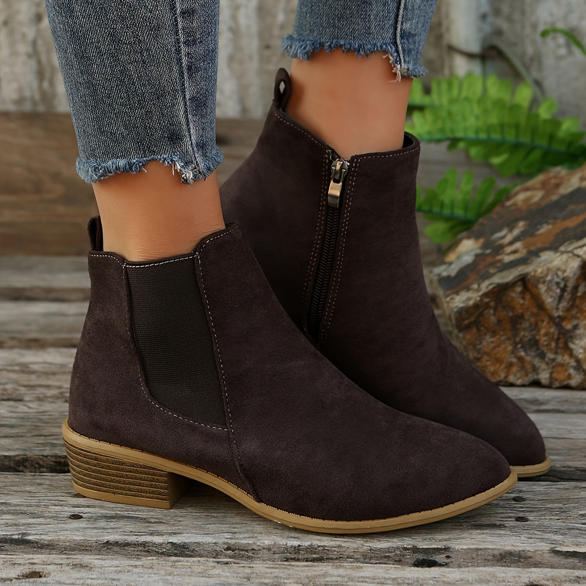 Step into Style and Comfort – Pointed Toe Ankle Boots with Chunky Heels