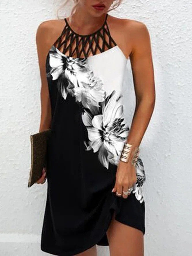 Fashion Print Halter neck Dress for Women – Summer Casual Style