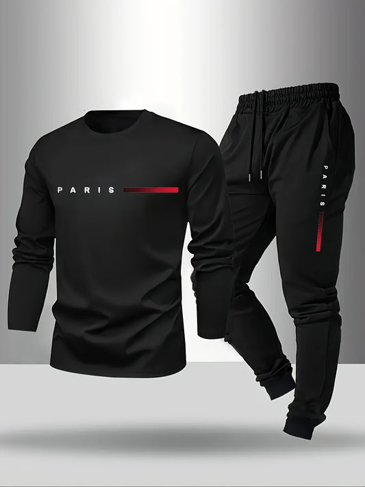 Men's Casual Fashionable Breathable Printed Loungewear Pants Set
