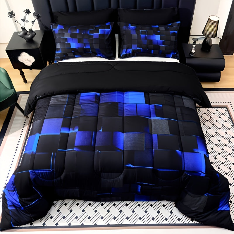 3-Piece Super Soft Fashion Grid Quilt Set