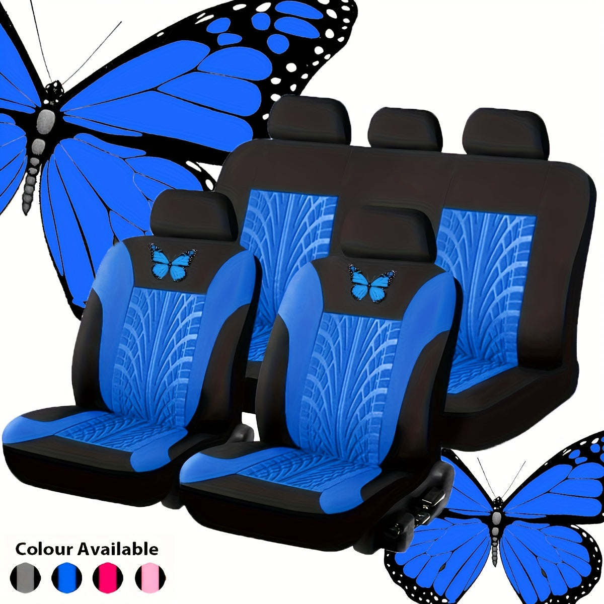Full Set Red Universal Butterfly Embroidery Car Seat Cover
