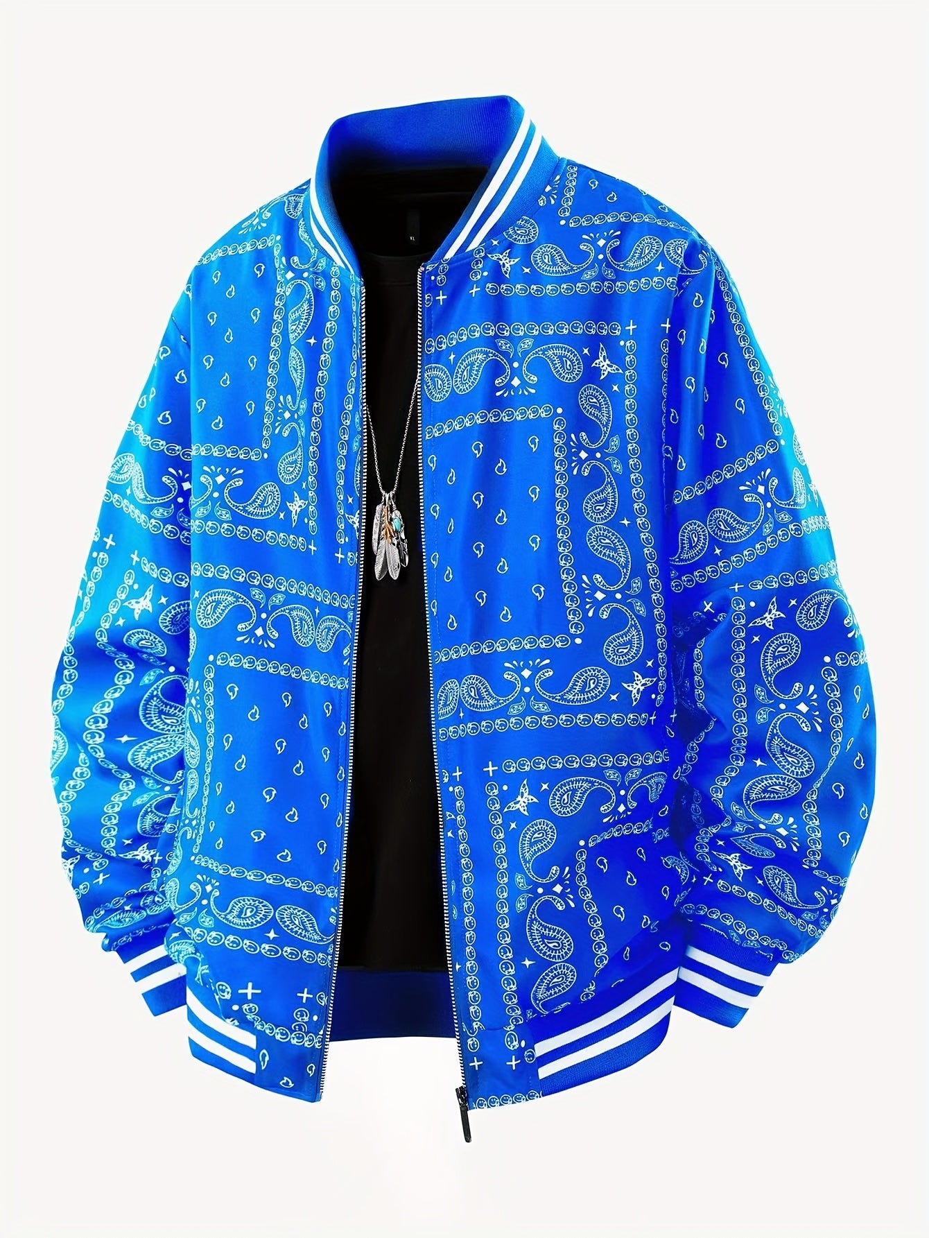 Men’s Vintage-Inspired Paisley Bomber Jacket