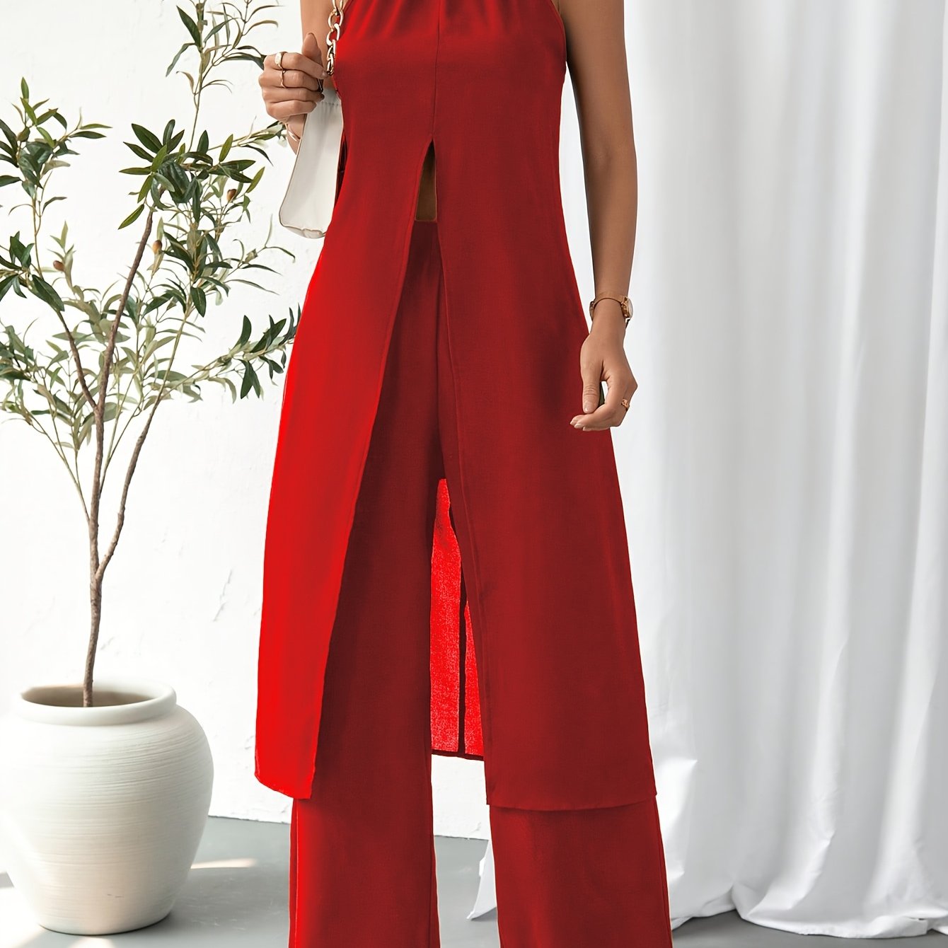 Elegant Casual Solid Color Women's Camisole 2pcs Set