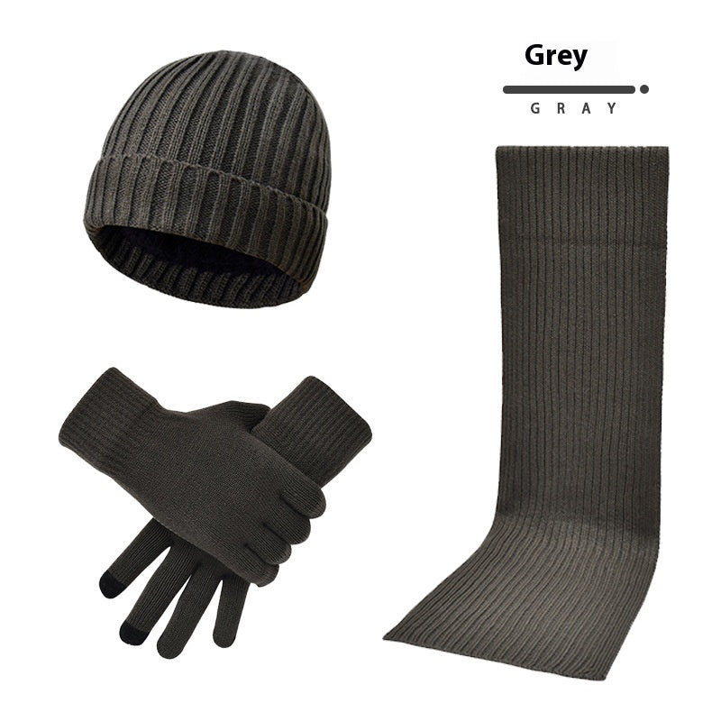 Men's & Women's 3-Piece Winter Set – Thick Knit Wool Hat, Scarf & Gloves