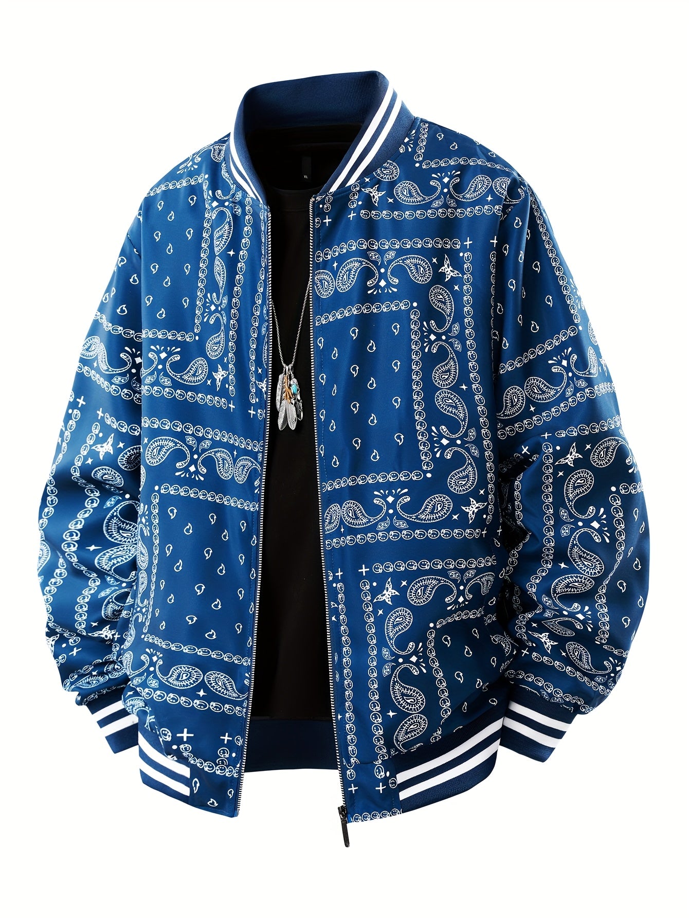 Men’s Vintage-Inspired Paisley Bomber Jacket