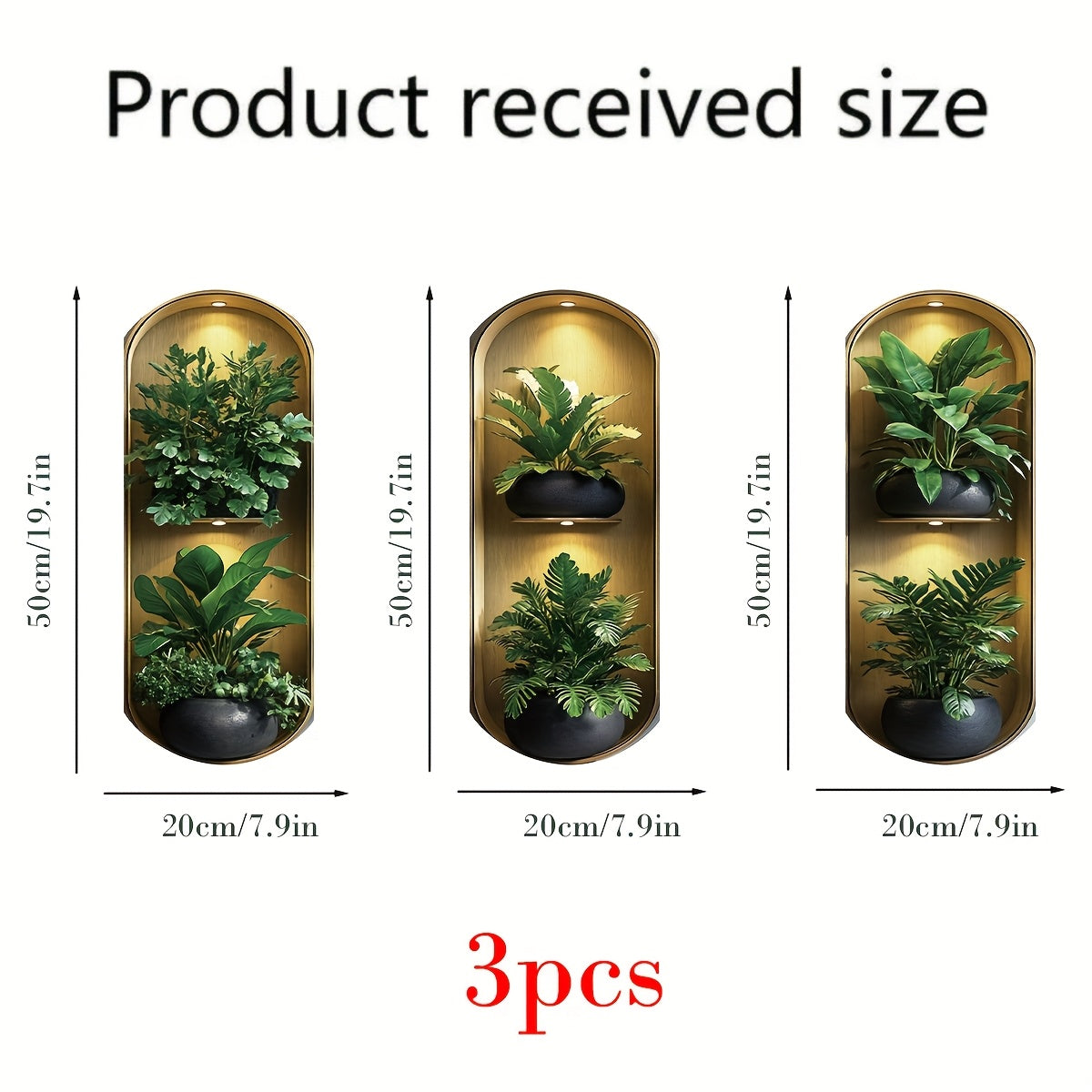 Pack of 3 Realistic Arched Plant Wall Decals – Green Foliage Window Decor Stickers