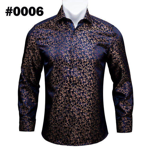 Barry Wang Teal Paisley Floral Silk Shirt – BCY-05