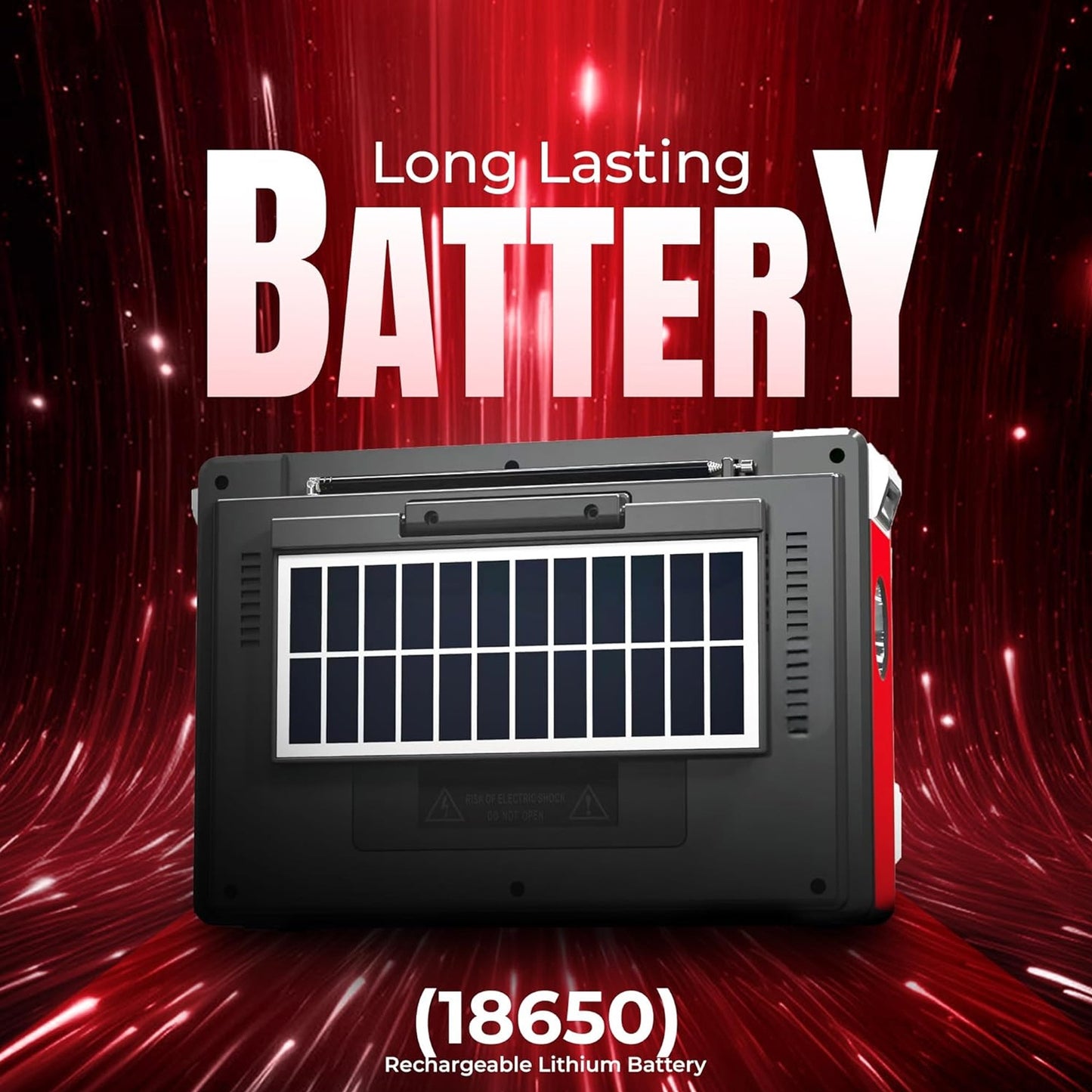 Portable 3-Band Radio with Wireless, Solar Panel & LED Flashlight