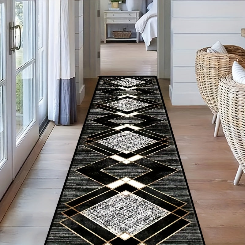 Velvet Runner Rug – 1pc Machine Washable Non-Slip Long Rug