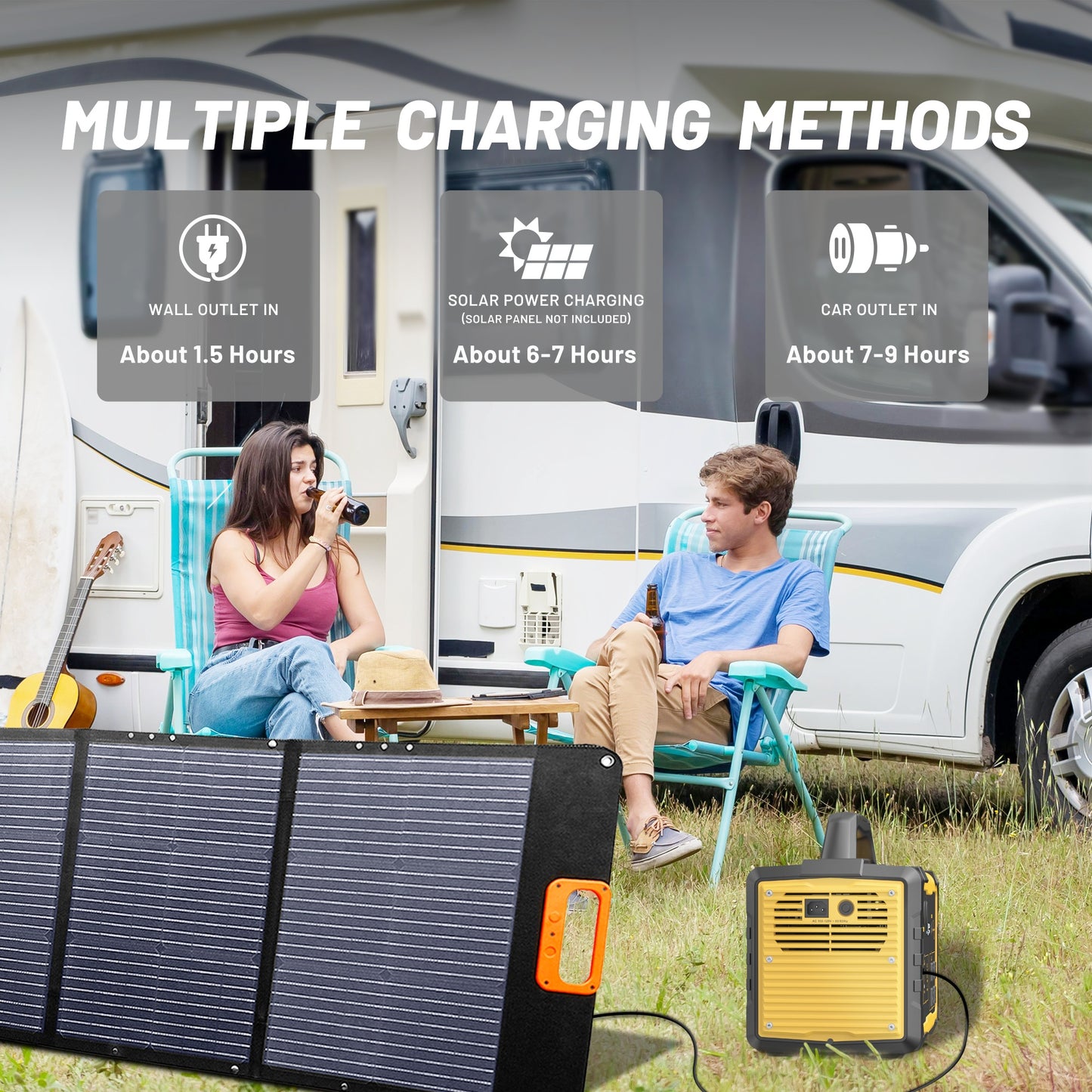 A Mobile Power Supply, equipped with a 200W solar panel